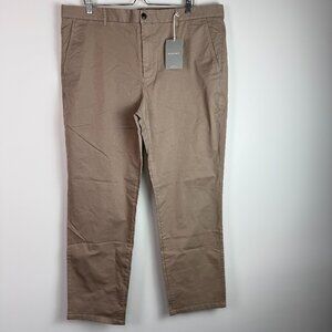 Everlane Men Straight Leg Cotton Blend Office Smart Casual Pants Khaki 40x32